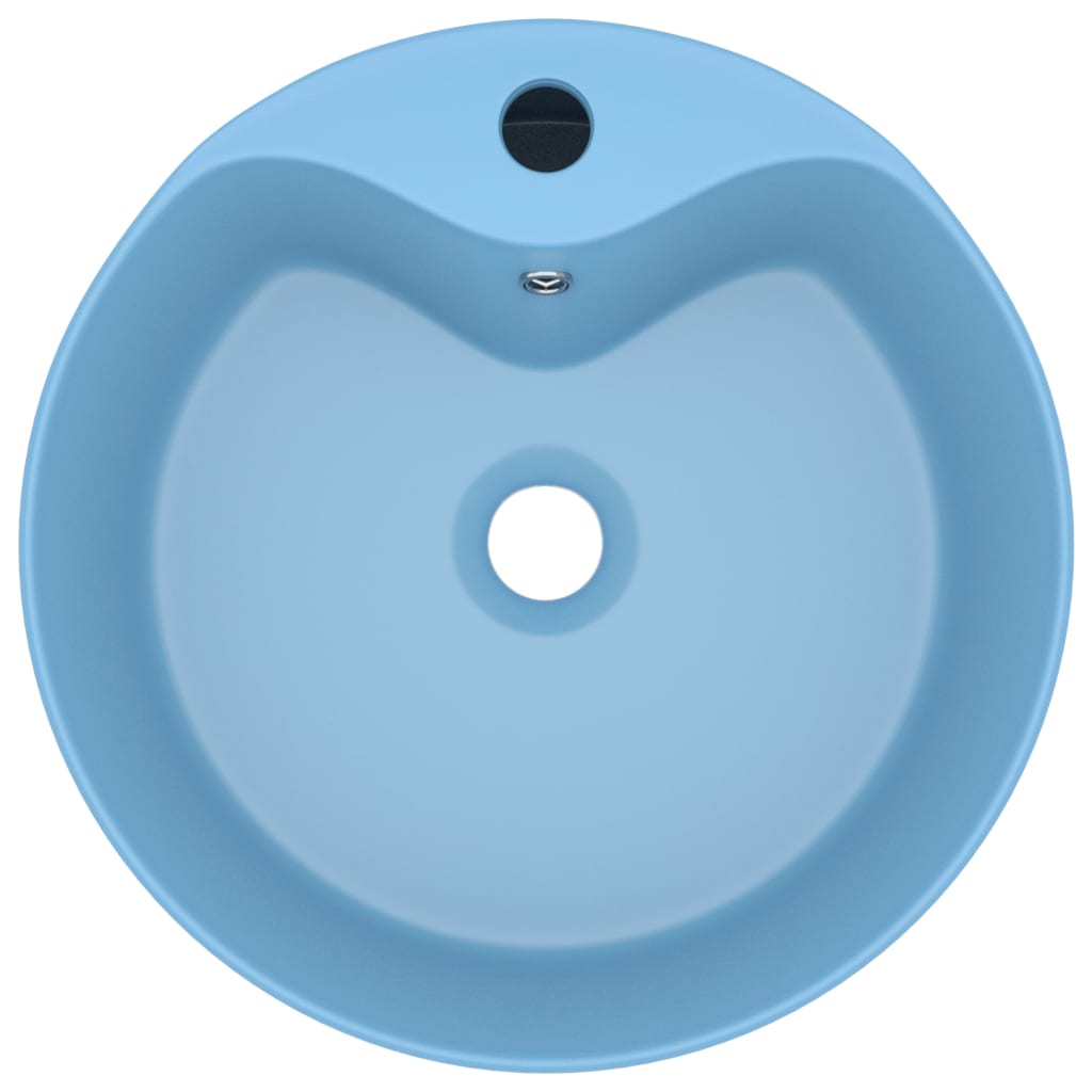 Vidaxl Washbasin con aterrizaje de 36x13 cm de cerámica mate azul claro