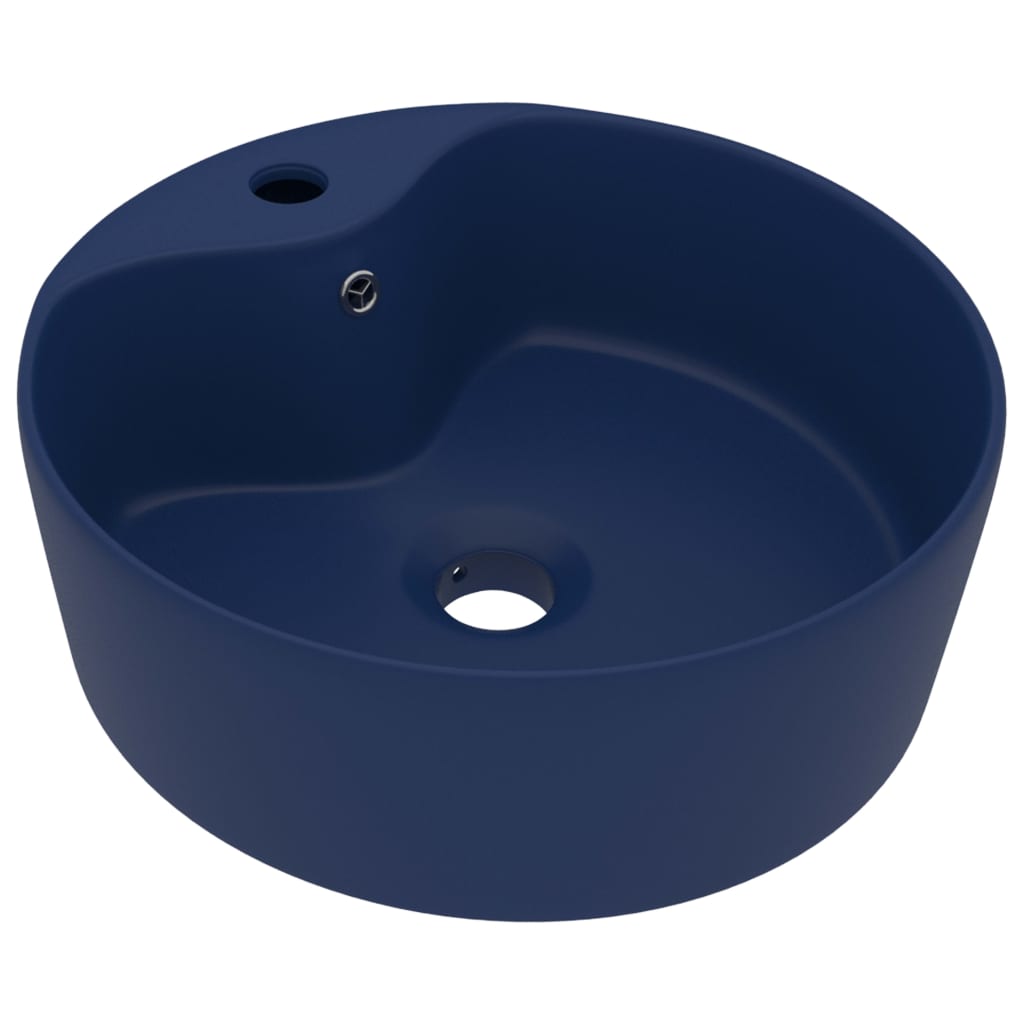 Vidaxl Washbasin con aterrizaje de 36x13 cm de cerámica mate azul oscuro