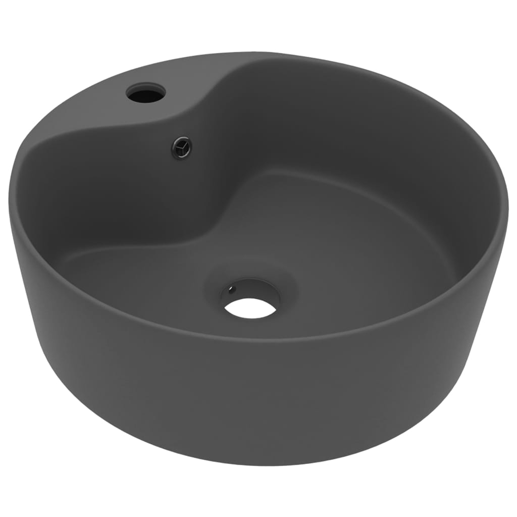 Vidaxl Washbasin con aterrizaje de 36x13 cm de cerámica mate gris oscuro