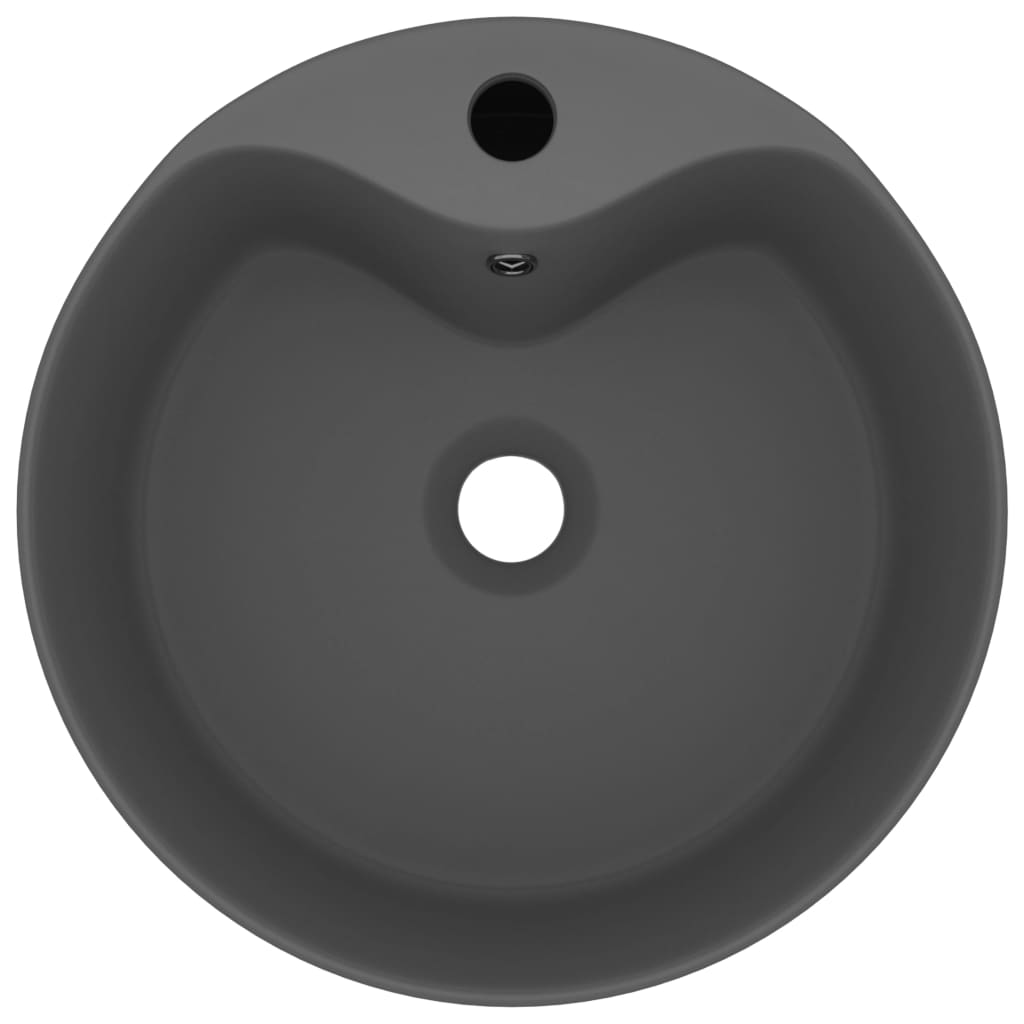 Vidaxl Washbasin con aterrizaje de 36x13 cm de cerámica mate gris oscuro