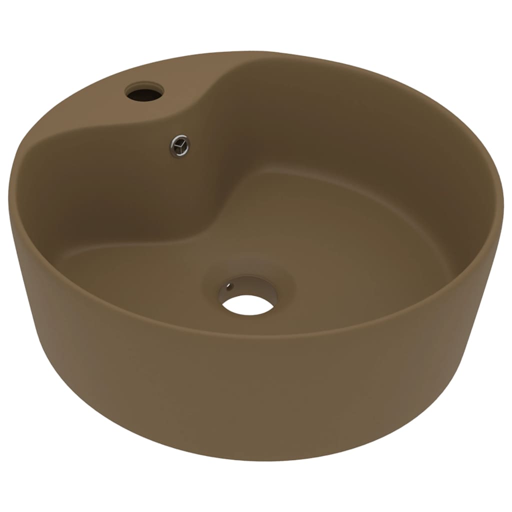 Vidaxl Washbasin z pristaniščem 36x13 cm keramična mat krema