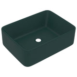 Vidaxl Washbasin 41x30x12 cm keramisk Mat mørkegrøn