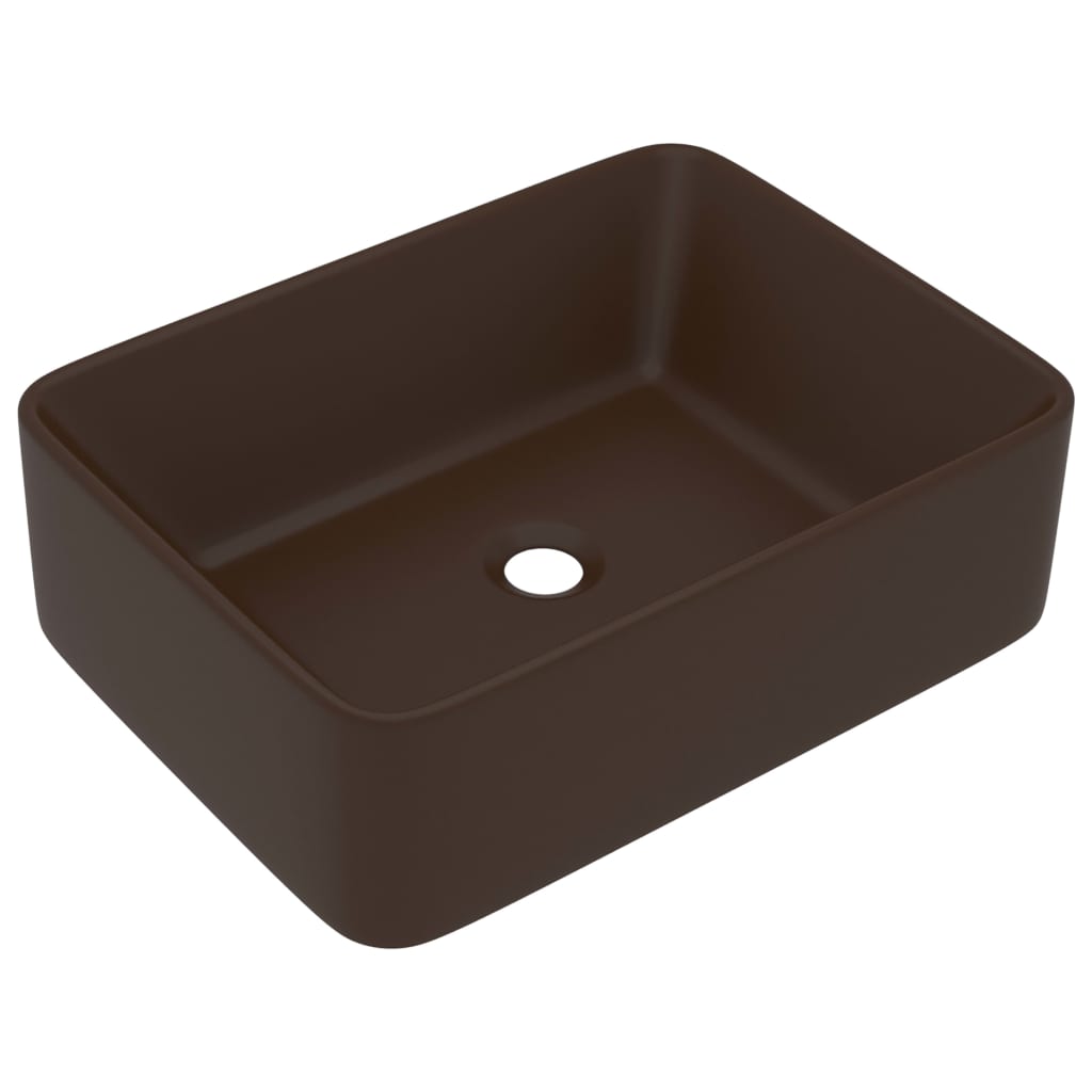 Vidaxl Washbasin 41x30x12 cm keramika matt temno rjava