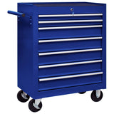 Vidaxl tool trolley with 7 drawers blue