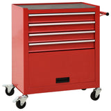 Vidaxl Tool Trolley con 4 cajones de acero rojo