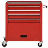 Vidaxl tool trolley with 4 drawers of steel red