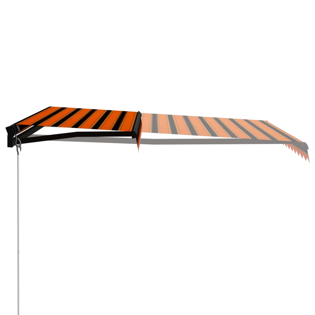 Vidaxl luifel manuell verlängert mat LED 350x250 cm orange a brong