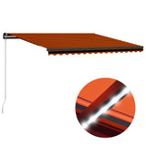 Vidaxl Luifel extensible manuellement avec LED 400x300 cm orange et marron