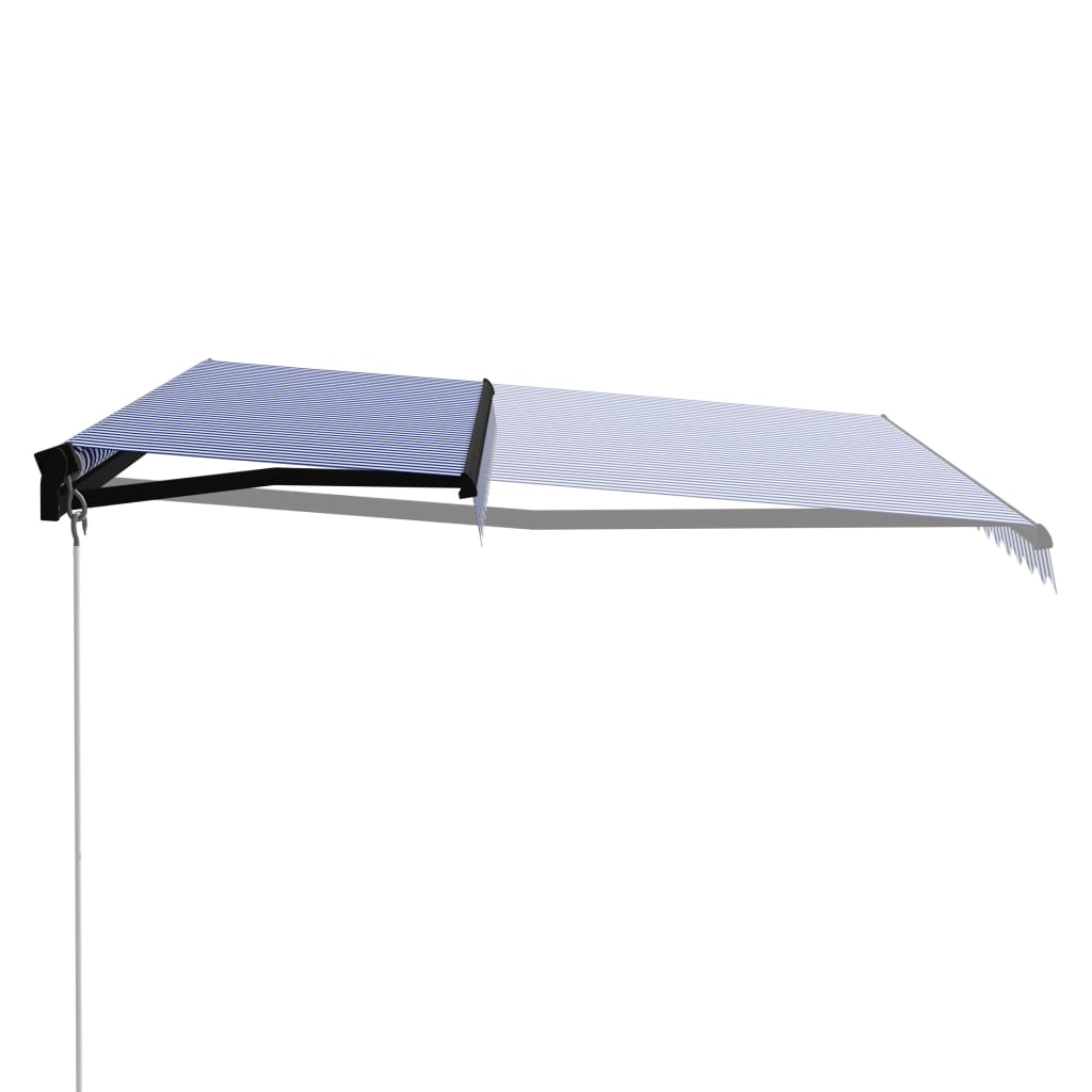 Vidaxl luifel manuell ausziehbar mit LED 450 x 300 cm blau und weiß