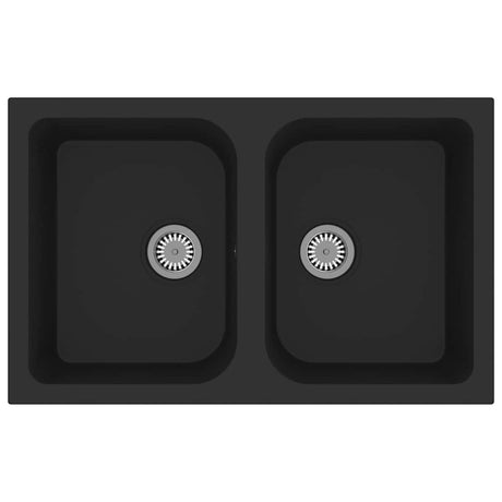 Vidaxl keukenwasbak zwart 76 x 48 x 30 cm kwarts en hars