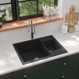 Vidaxl sink double bins with overflow hole Granite black