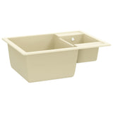 Vidaxl sink double bins with overflow hole granite beige