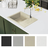 Vidaxl -Spüle mit Überlaufloch ovaler Granit Beige