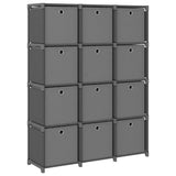 Vidaxl kast met 12 vakken met boxen 103x30x141 cm stof grijs