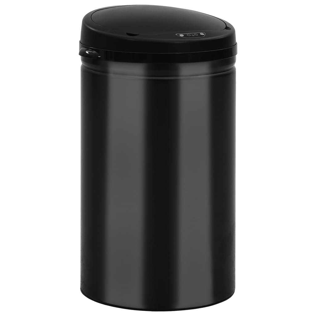 Vidaxl Trash Can con un sensor automático de 40 L de acero al carbono Negro