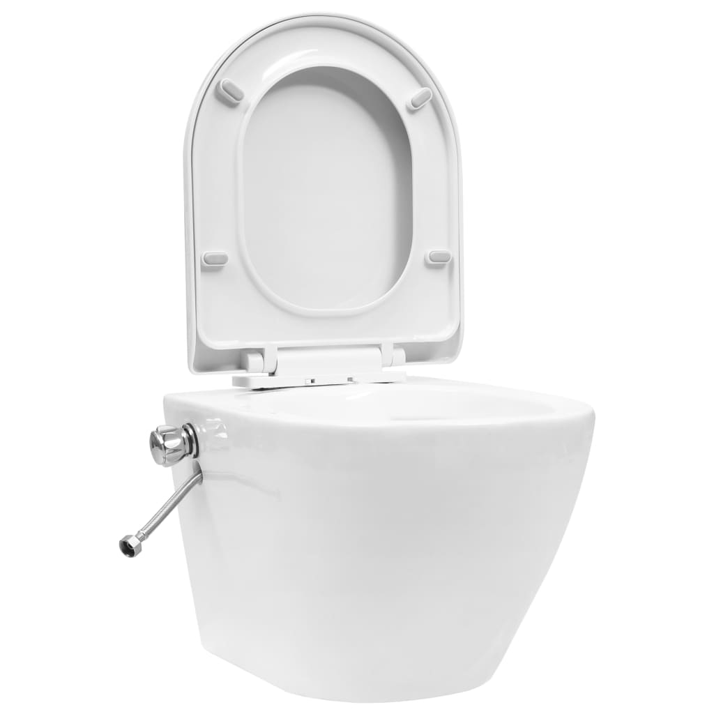 Vidaxl Hanging Toilet Randless With Hidden Court of Ceramic White