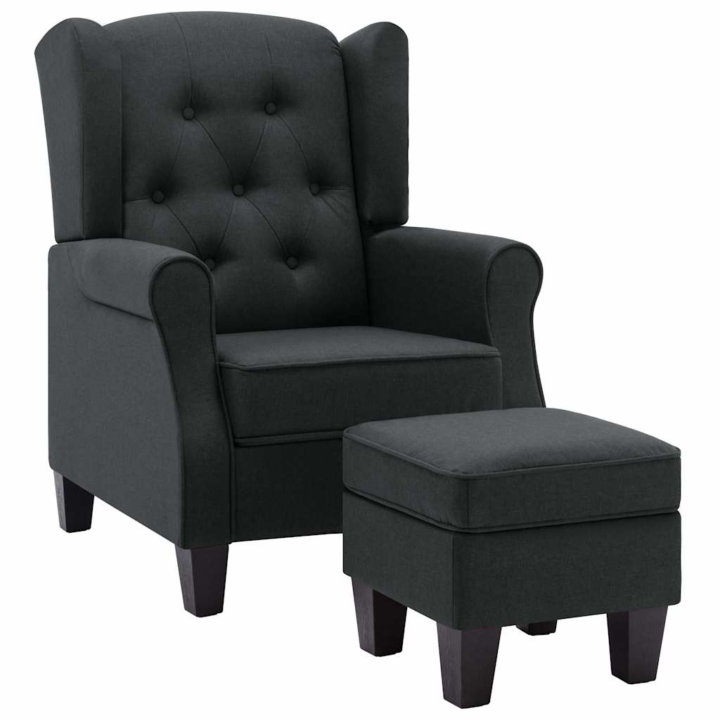 Vidaxl fauteuil met voetenbankje stof donkergrijs