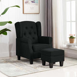 Vidaxl fauteuil met voetenbankje stof zwart