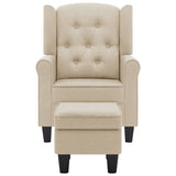 Vidaxl fauteuil met voetenbankje stof crèmekleurig