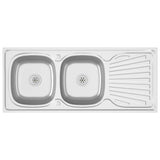 Vidaxl Sink Double Box 1200x600x155 mm rostfritt stål silver