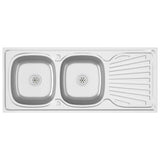 Vidaxl Spüle Doppelbox 1200x600x155 mm Edelstahl Silber