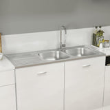 Vidaxl Spüle Doppelbox 1200x600x155 mm Edelstahl Silber