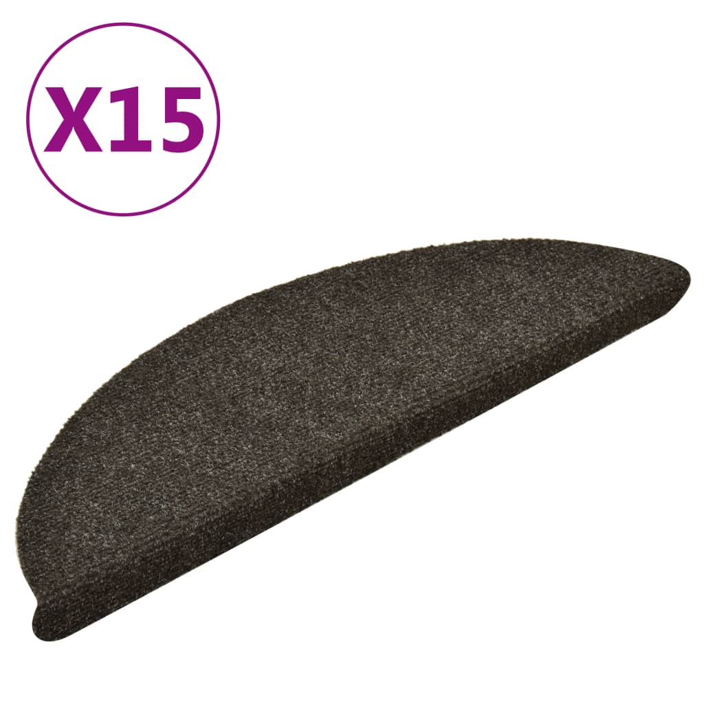 Vidaxl stair mats self -adhesive 15 st 56x17x3 cm needle felt anthracite