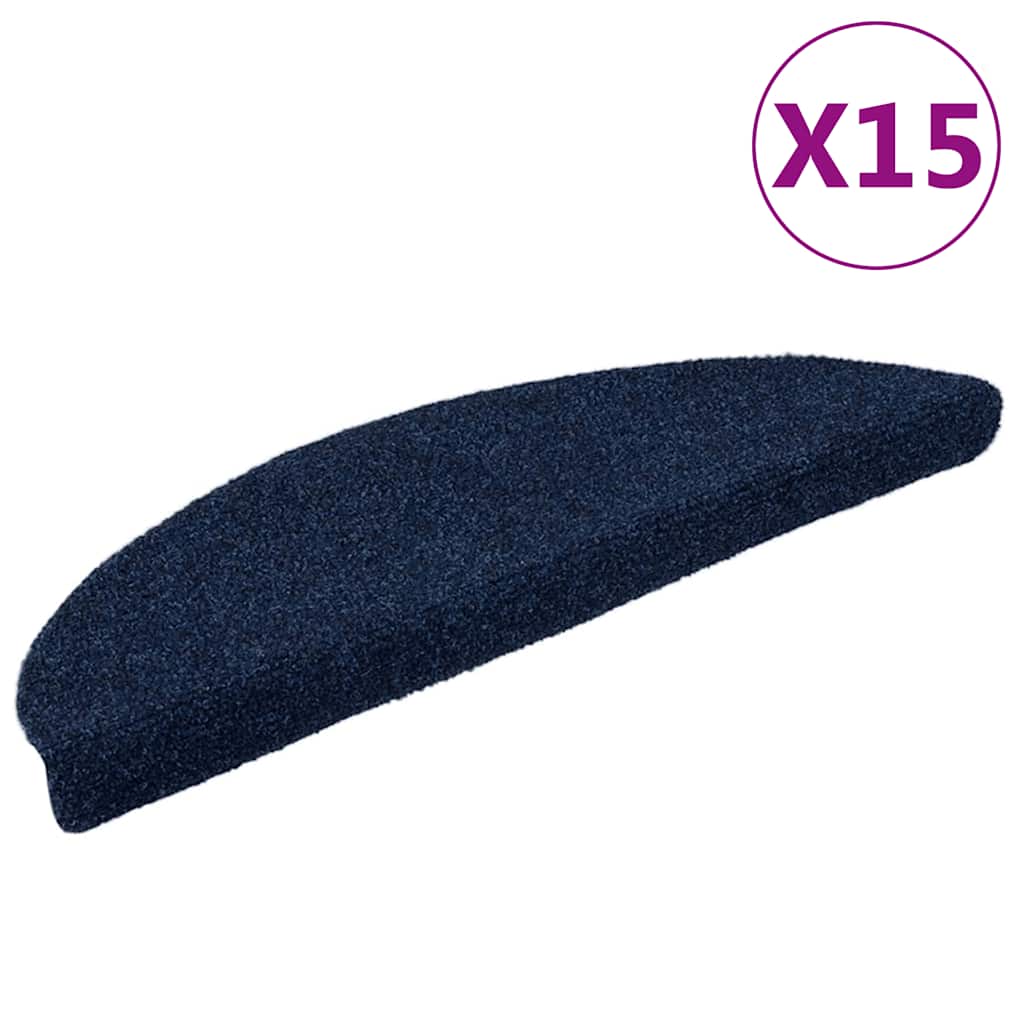 Vidaxl Treppenmatten Selbstadhäsiv 15 Stücke 56x17x3 cm dunkelblau halb