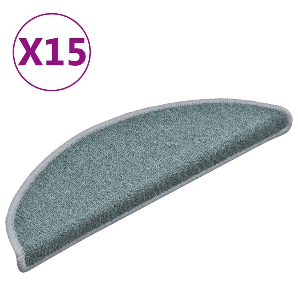 Vidaxl Mats d'escalier 15 st 56x17x3 cm bleu