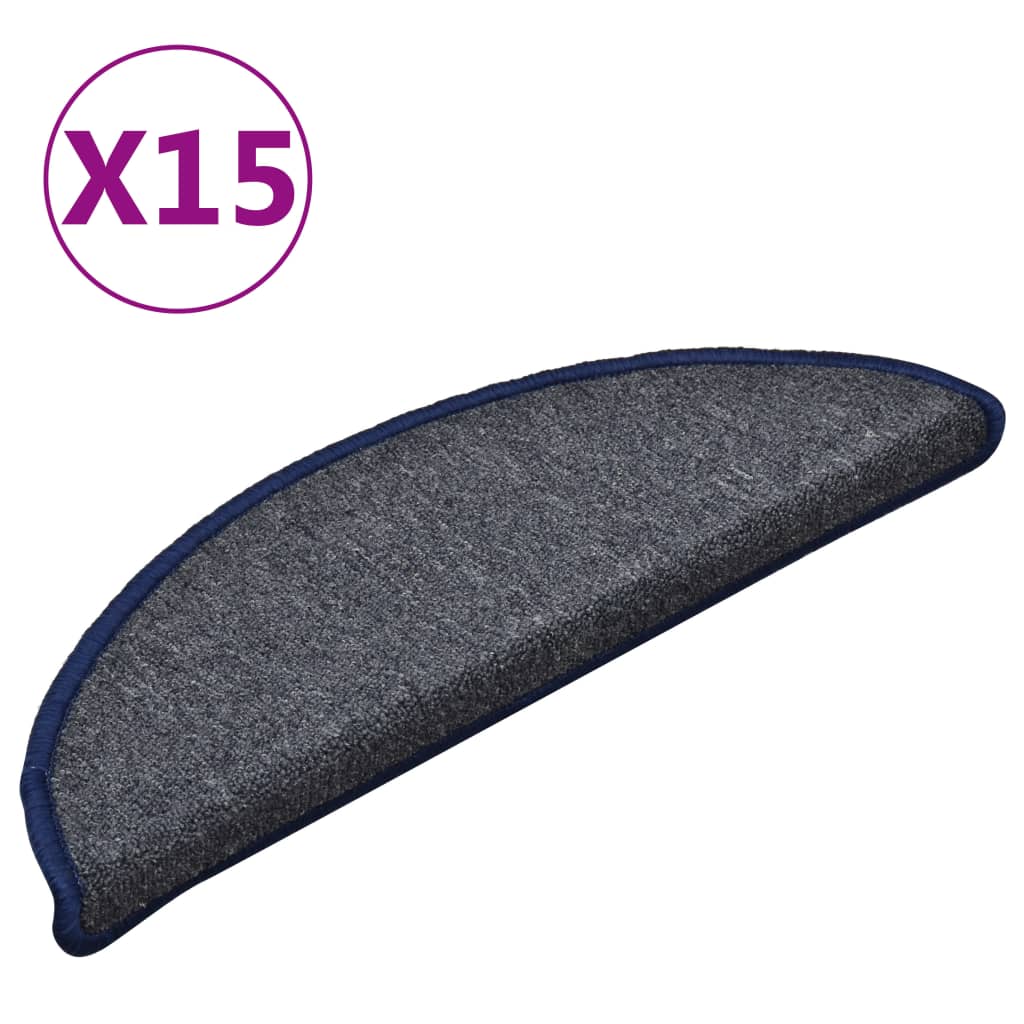 Vidaxl -Treppenmatten 15 ST 56x17x3 cm dunkelgrau und blaues Hemisphäre