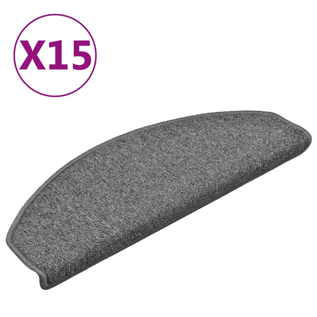 Vidaxl Mats d'escalier 15 st 65x24x4 cm gris foncé