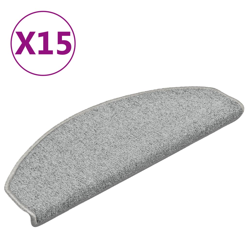 Vidaxl stair mats 15 st 65x24x4 cm light gray