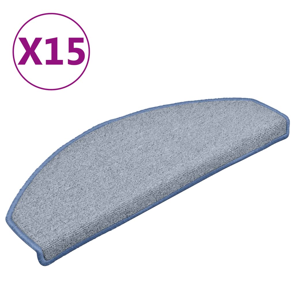 Vidaxl stair mats 15 st 65x24x4 cm light gray and blue