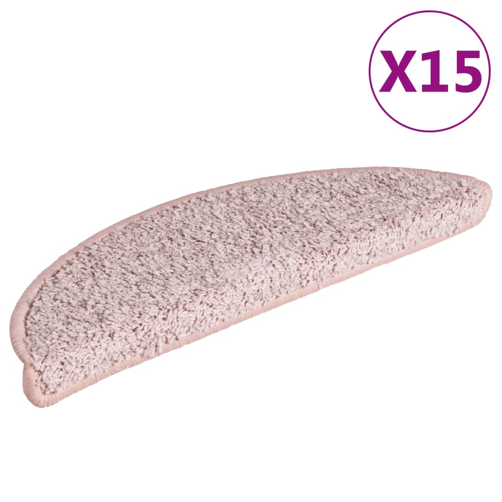 Esteras de escalera de Vidaxl 15 St 56x17x3 cm rosa claro