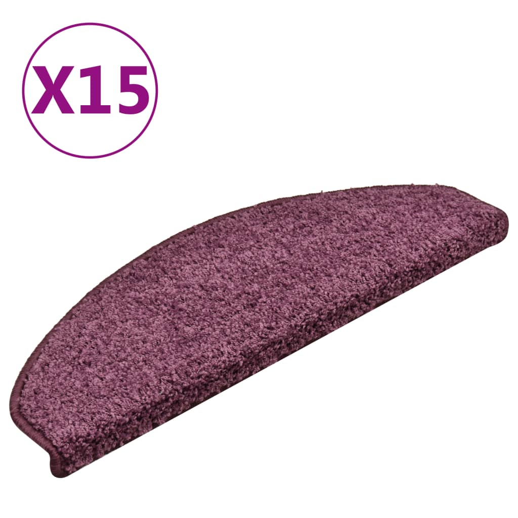 Esteras de escalera de Vidaxl 15 st 65x21x4 cm morado oscuro