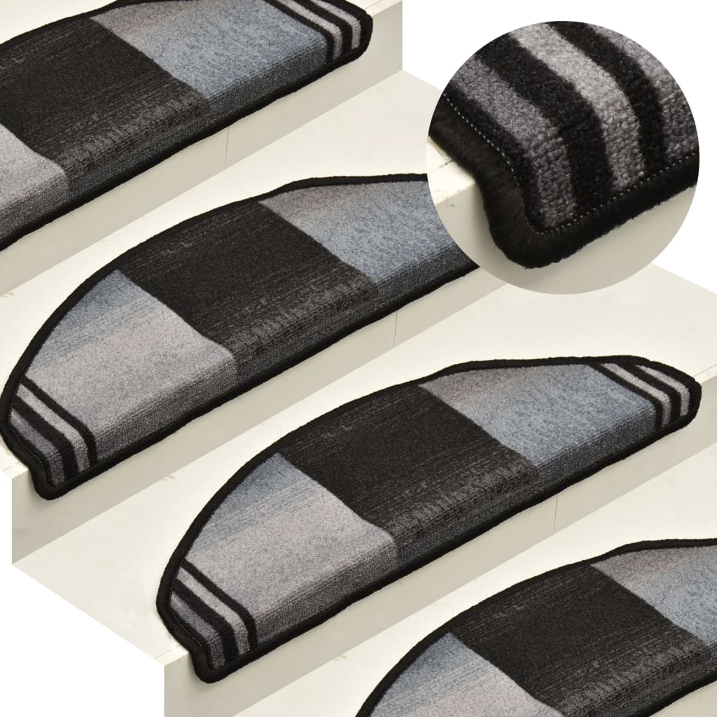 Vidaxl stair mats self -adhesive 15 st 65x21x4 cm black and gray