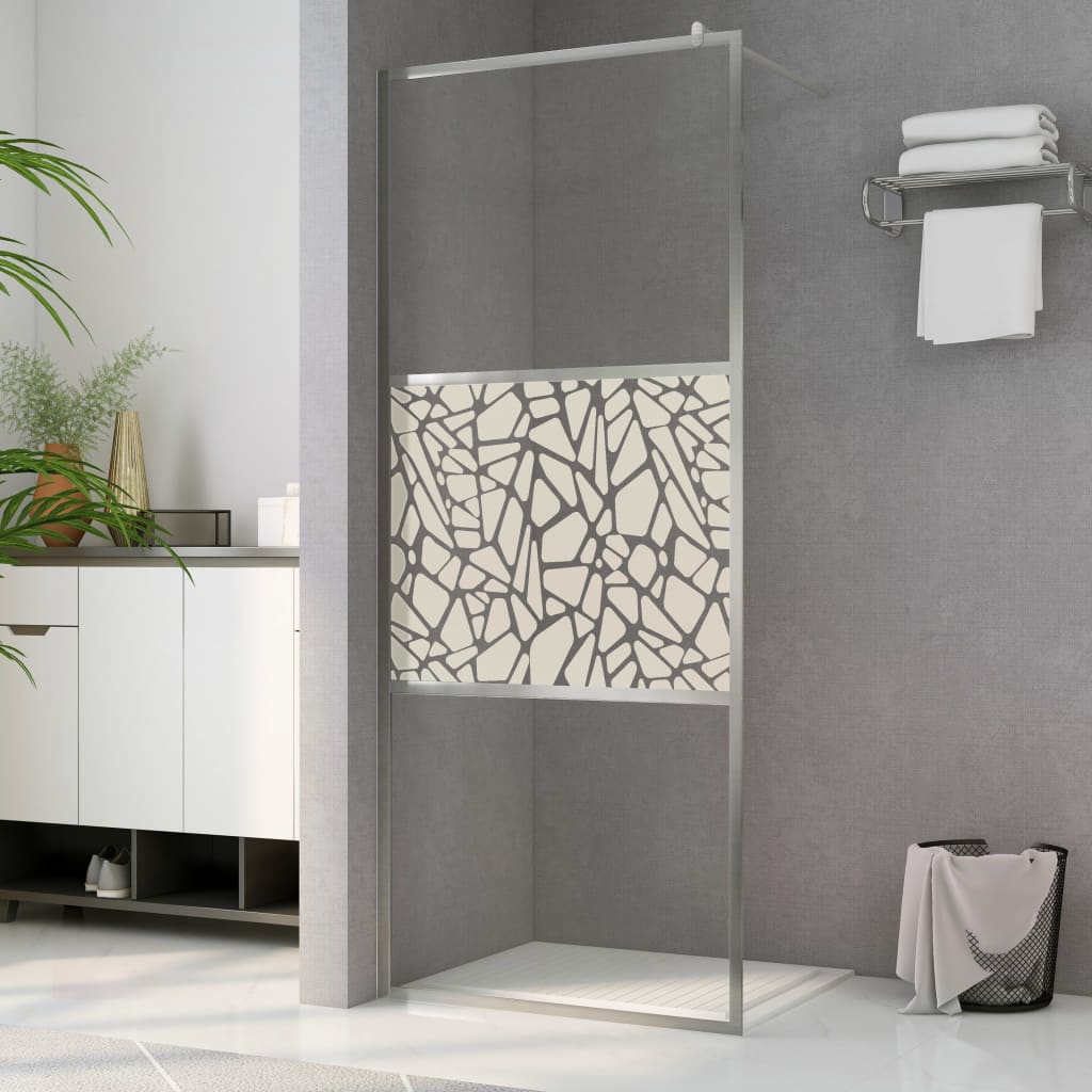 Muro de ducha Vidaxl con motivo de piedra 80x195 cm de vidrio ESG