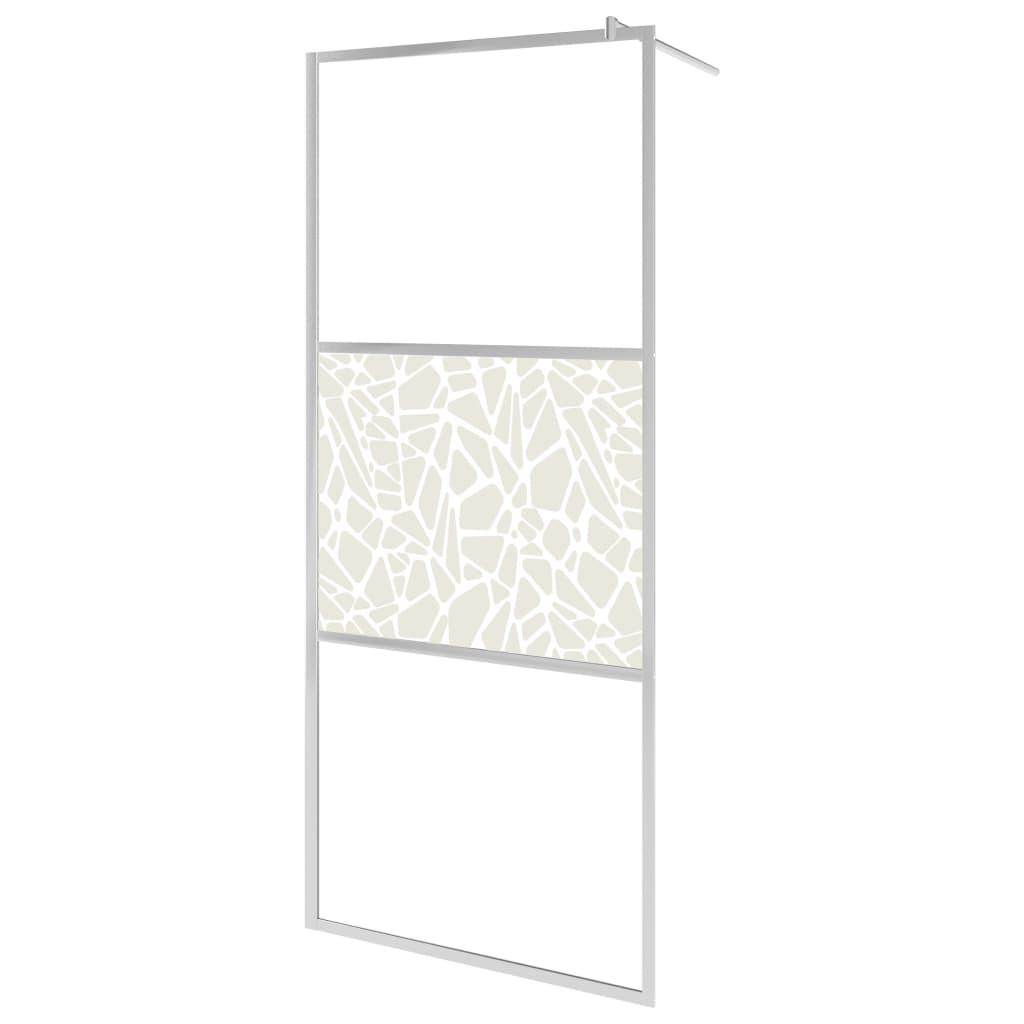 Vidaxl Walk-In duschvägg med stenmotiv 90x195 cm ESG-glas