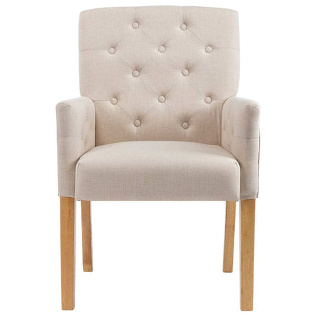 Vidaxl eetkamerstoel met armleuningen stof beige