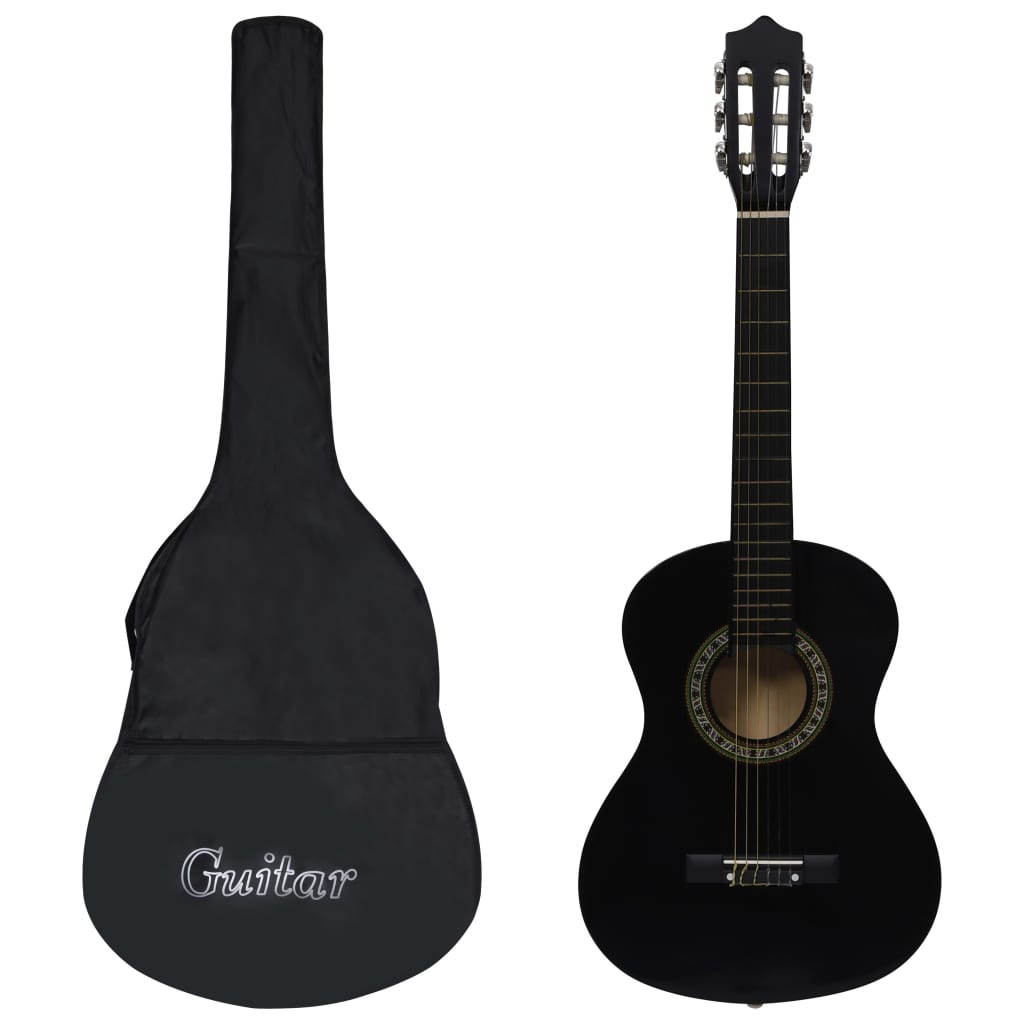 Vidaxl Guitar Classic Ufänger Kanner mat Tas 1 2 34 Schwaarz