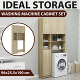 Vidaxl washing machine cupboard set processed wood Sonoma oak -colored