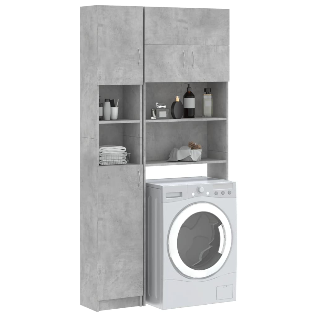 Vidaxl Washing machine cupboard set processed wood Betongrijs