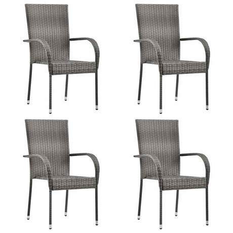 Vidaxl tuinstoelen stapelbaar 4 st poly rattan grijs