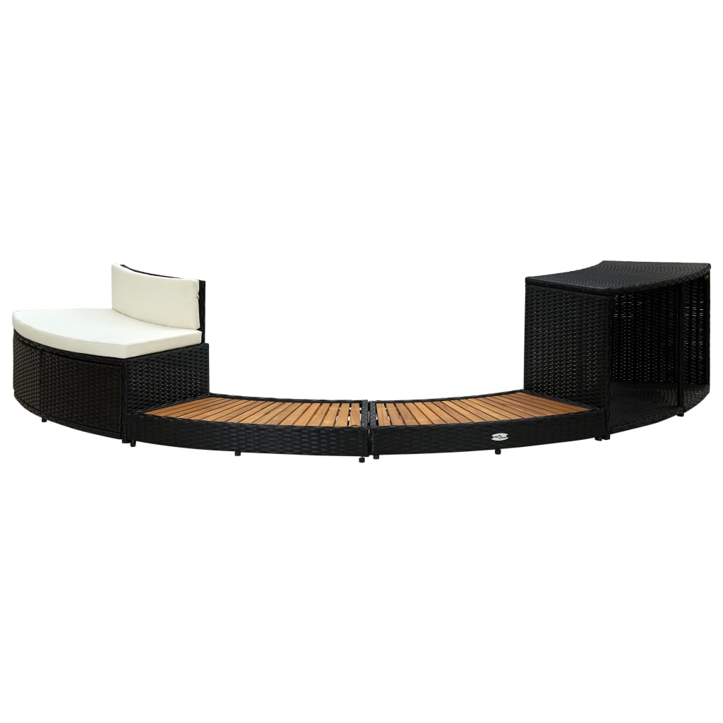 Vidaxl Spa-Ombouw Poly Rattan and Acaciahout Black