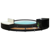 Vidaxl Spa-Ombouw Poly Rattan and Acaciahout Black