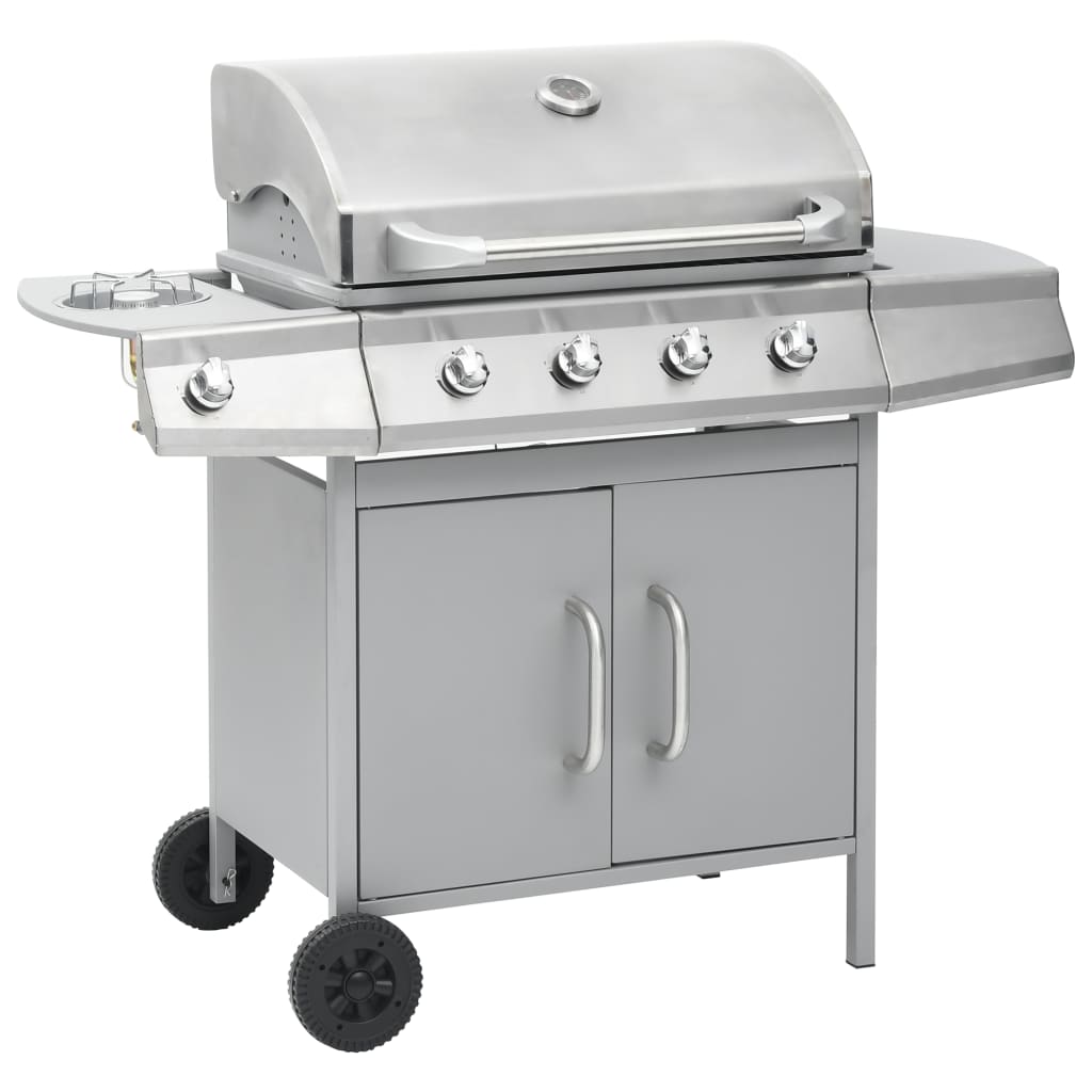 Vidaxl Gasbarbecue 4+1 Cooking Zone Stainless Steel Silver colored