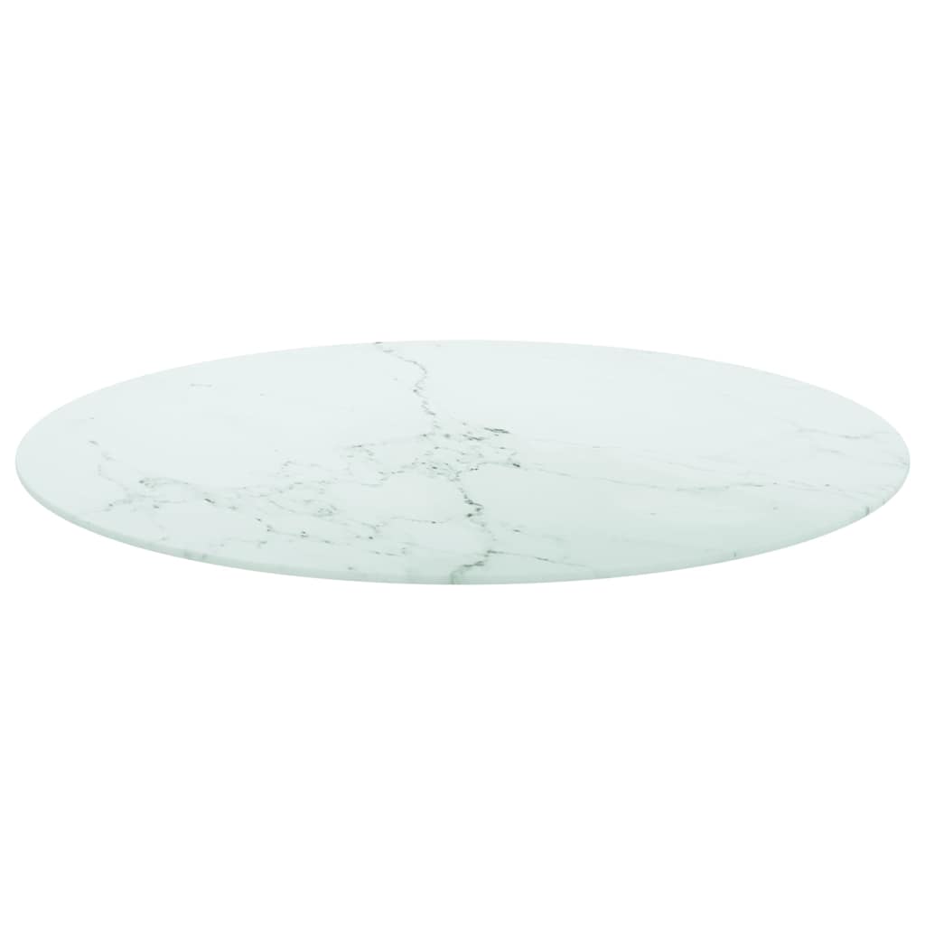 Vidaxl tafelblad ø80x1 cm gehard glas met marmeren design wit