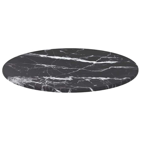 Vidaxl tafelblad ø30x0,8 cm gehard glas met marmerontwerp zwart