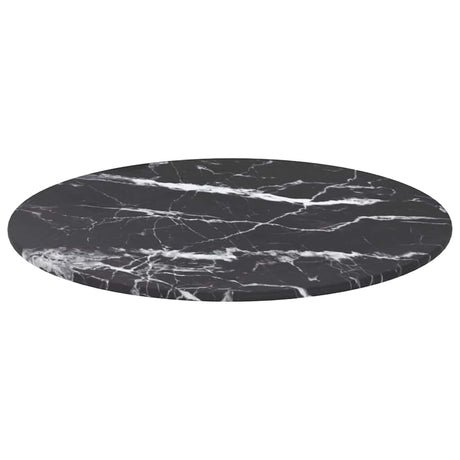 Vidaxl tafelblad ø40x0,8 cm gehard glas met marmeren design zwart