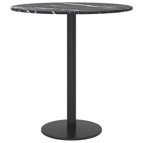 Vidaxl tafelblad ø40x0,8 cm gehard glas met marmeren design zwart
